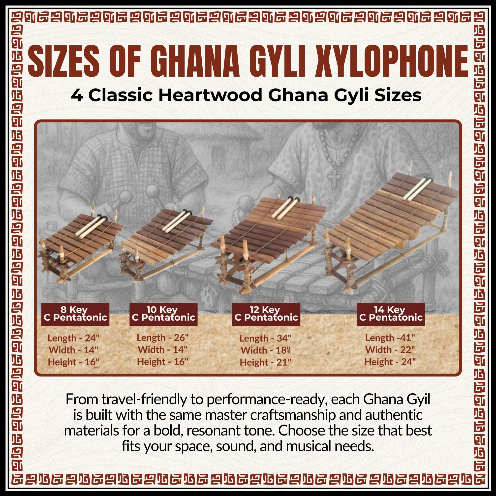 ハンドメイド　アフリカンXylophone Handcrafted Xylophone in Bamboo and Metal Multicolored