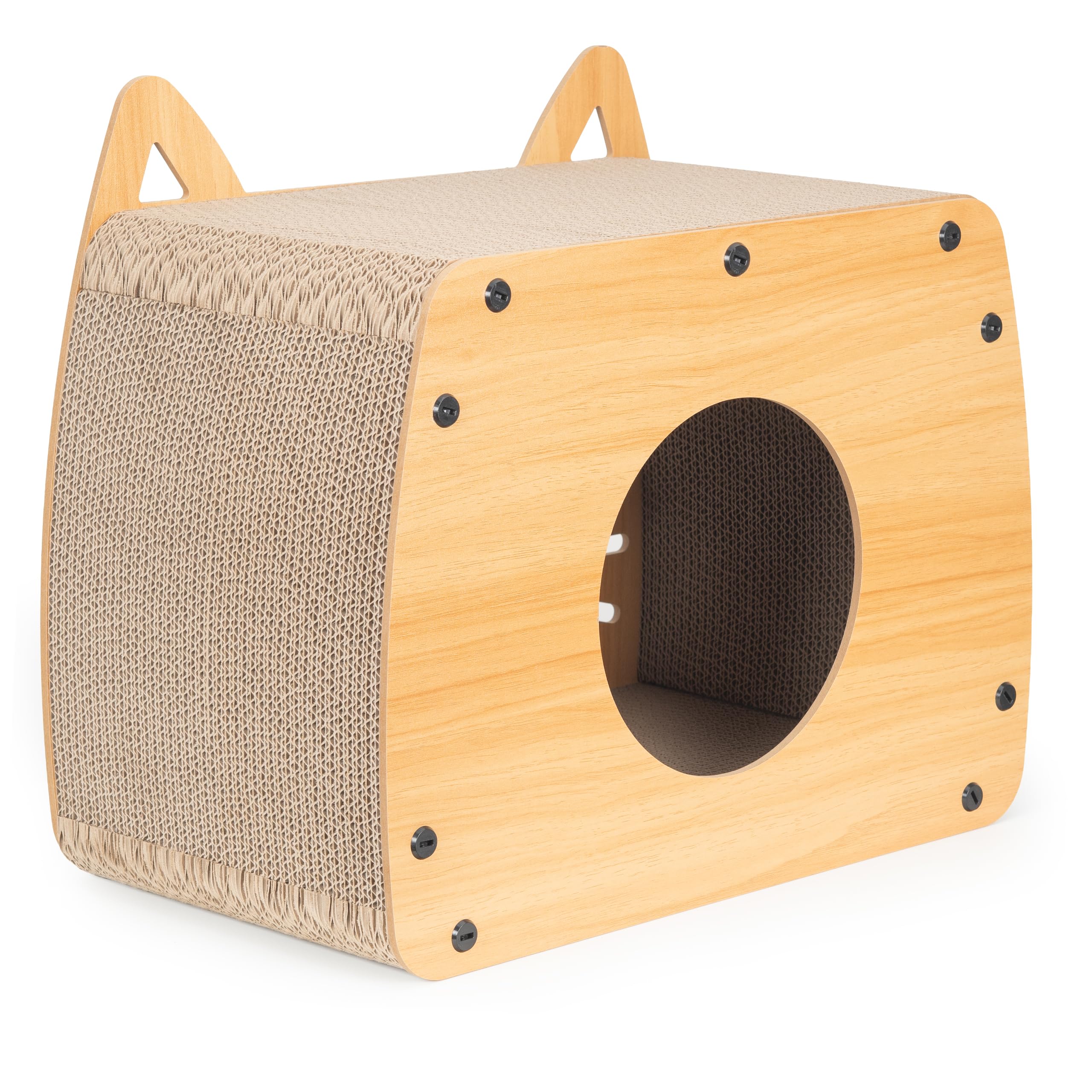 COIL Tonneau à chat, niche pour chat, arbre à chat, lit pour chat, lit pour chat, lit respectueux de l'environnement, carton à griffer, MDF (hauteur : 40 cm)