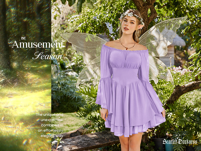 forest fairy corset mini dress Amazon.com: Women Corset Dress Off Shoulder Bell Sleeve Mini Dress Apricot  S