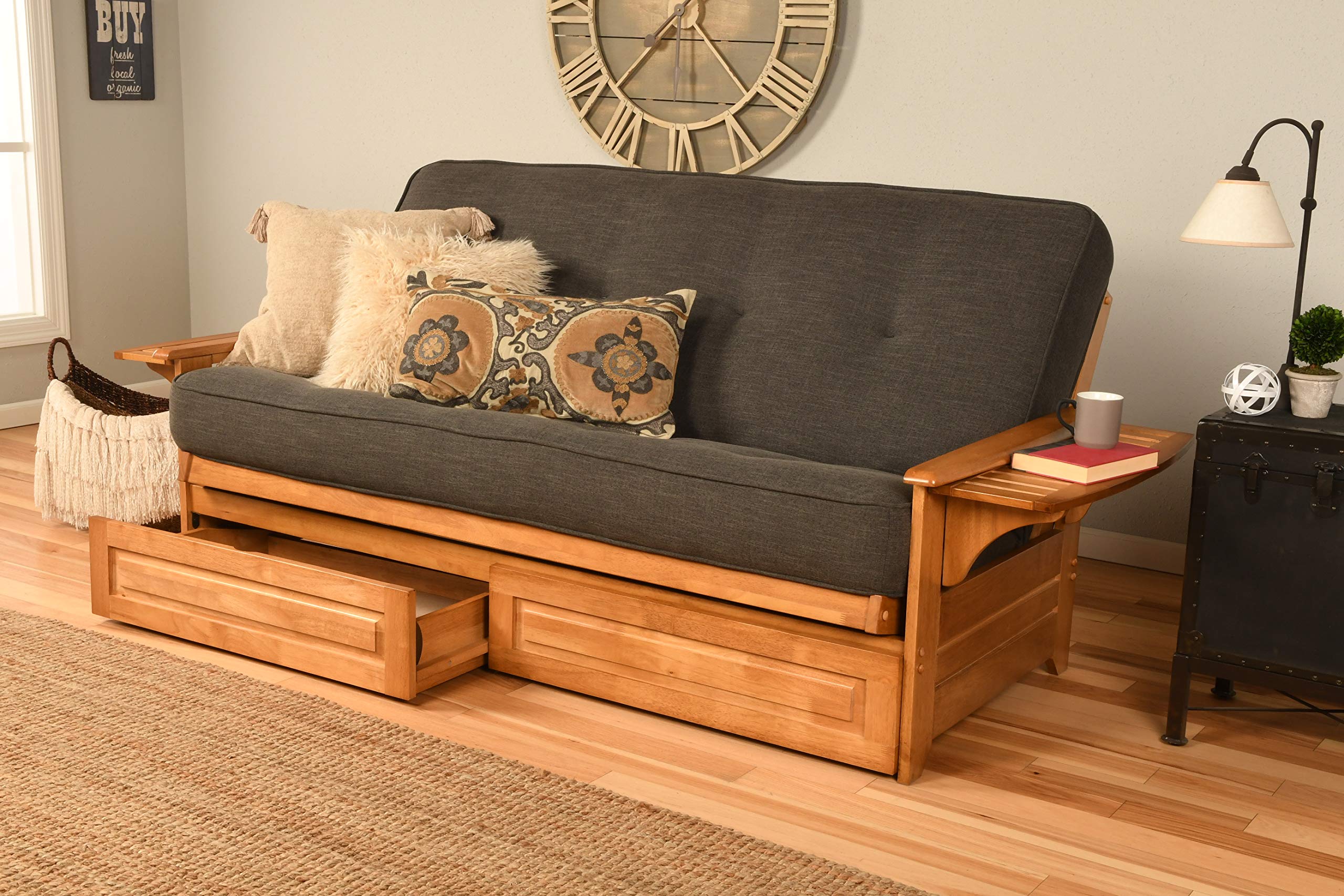 Kodiak Phoenix Wooden Futon Sofa Bed with Storage Drawers