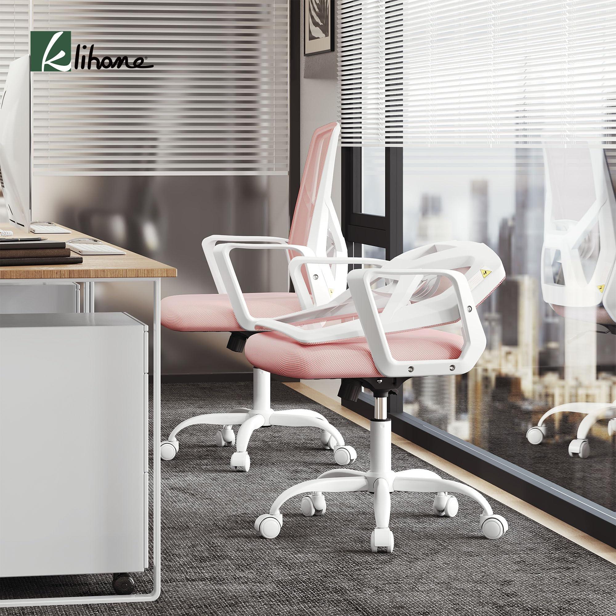 Silla Escritorio Ergonomica, Silla de Trabajo con Respaldo Ajustable y Reposabrazos, Regulable en Altura, Malla Transpirable, Azul