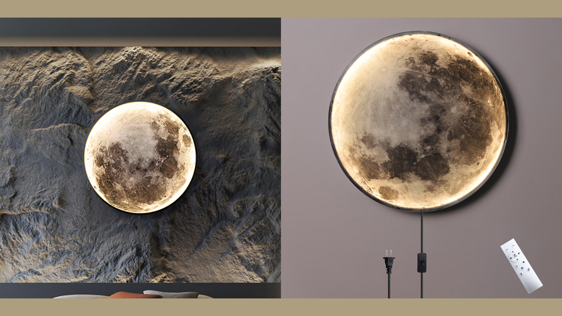 Image of Modern Moon Wall Sconce Lighting, Dimmable Nightlight with Remote Control, Plug in Wall Lamp, Decorative Moon Light for Nursery Bedroom Living Room (11.8 inch)