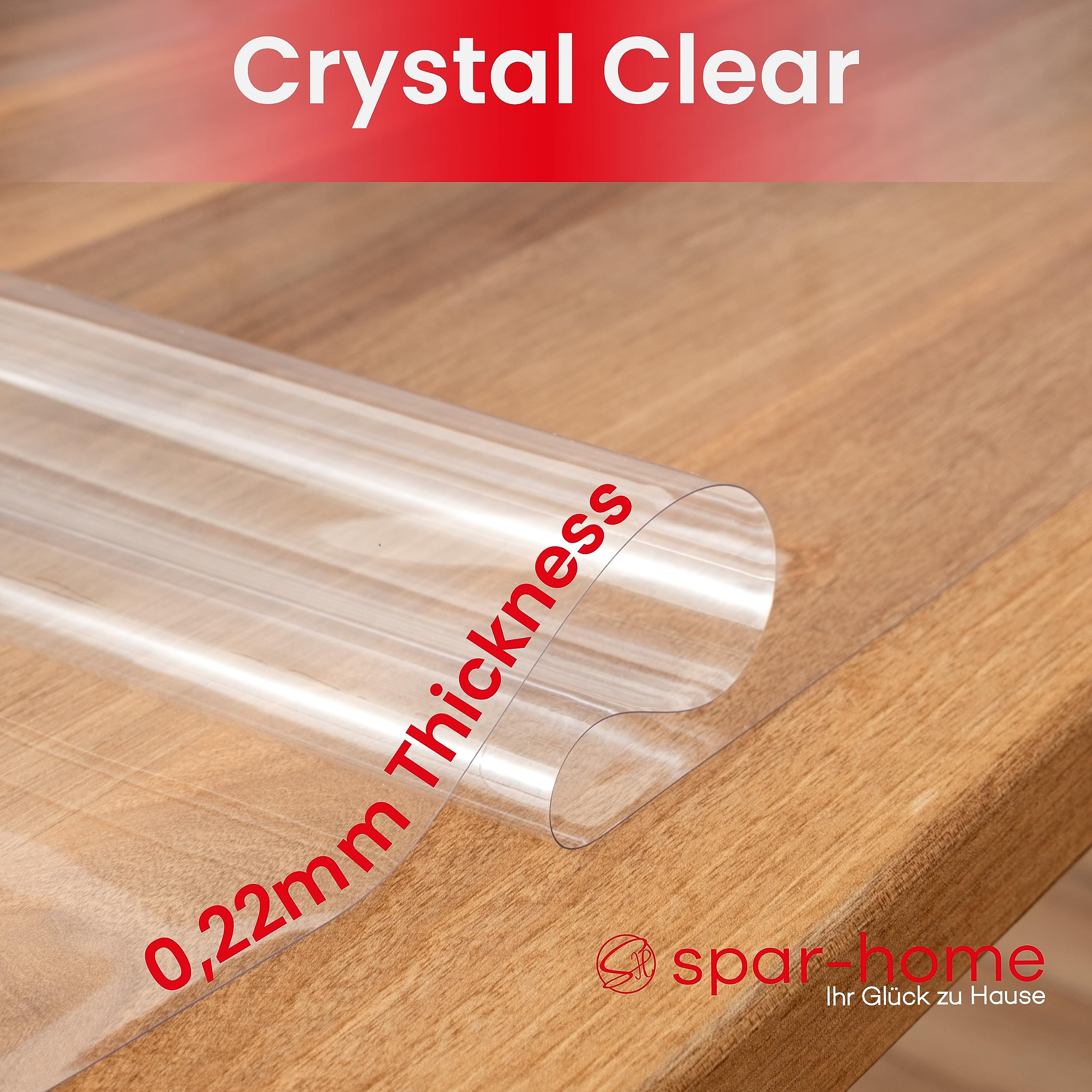Tischfolie Transparent – Durchsichtige Tischschutz 0,22 mm Tischdecke Folie Abwaschbar für Outdoor Garten Schutzfolie Tisch Meterware (140 cm, 280 cm)