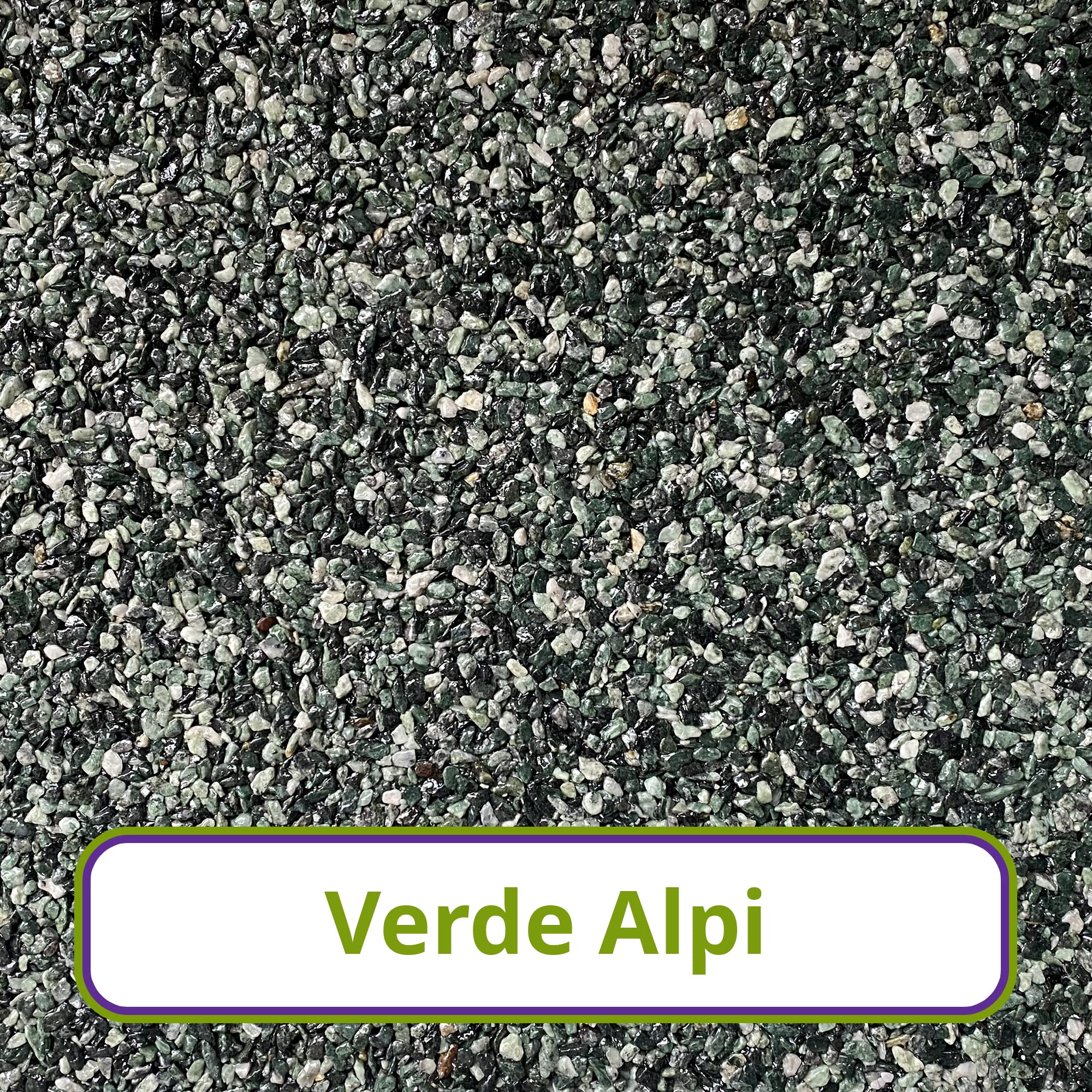 ST-PU Steinteppich Komplett-Set (Verde Alpi) für ca. 2,5m² inkl. 1K Polyurethan PU Bindemittel, natürlicher Steinboden, Marmorkies