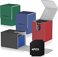 Mlikero 4-Pack Magnetic Deck Boxes for MTG TCG - Holds 100+ Single Sleeved Commander Cards Each, Waterproof Leather with Dividers