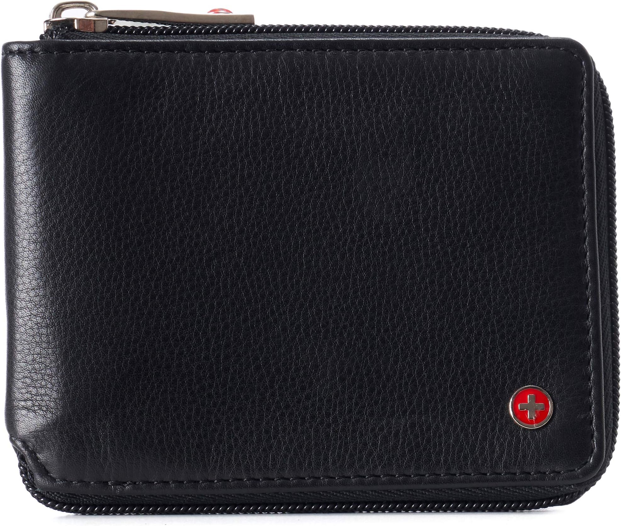 Alpine Swiss Logan Zip Bifold Wallet for Men Women RFID Blocking in Gift Box US Size: One Size Color: Black