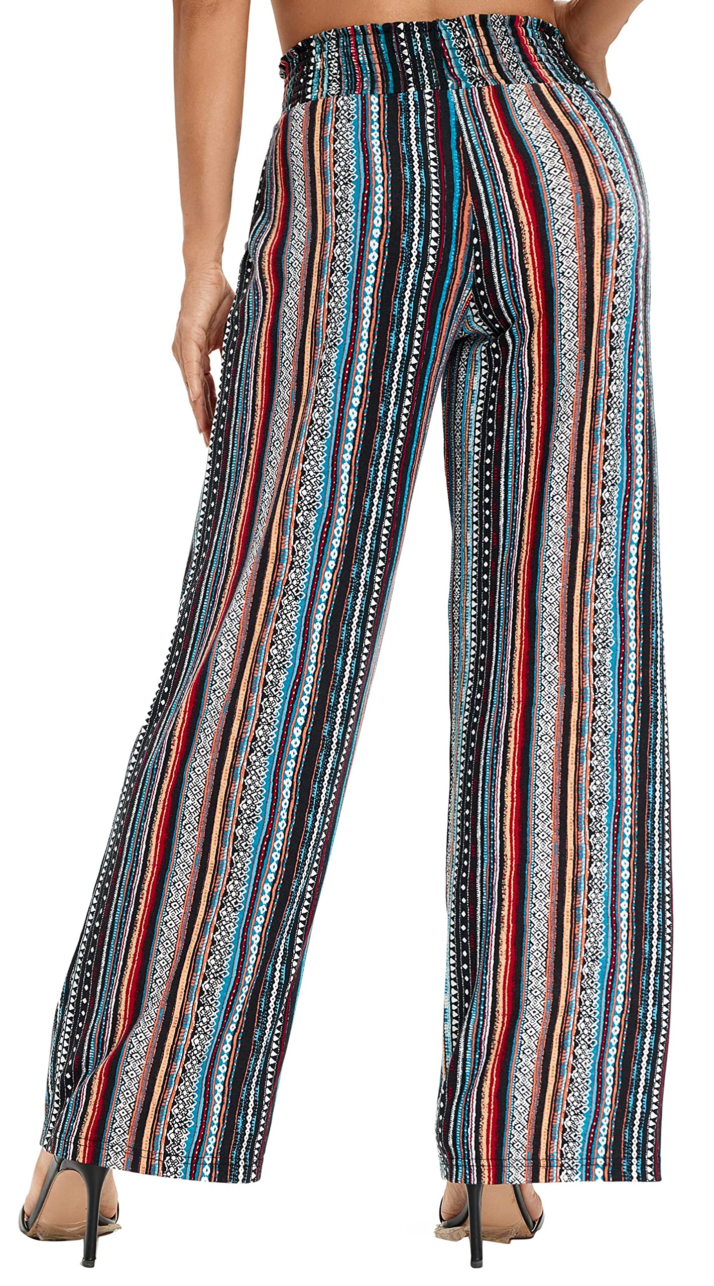 Urban CoCo Women's Boho Palazzo Pants Wide Leg Beach Pants High Waisted Lounge Pants with Pockets