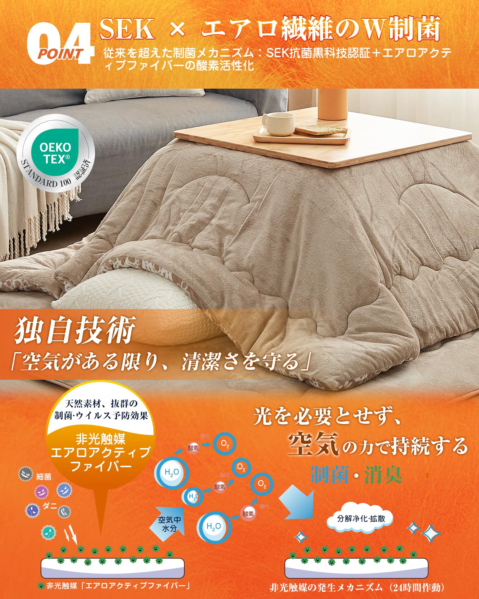 Amazon｜VK Living こたつ布団 長方形 単品205×285cm 中綿2.4kg