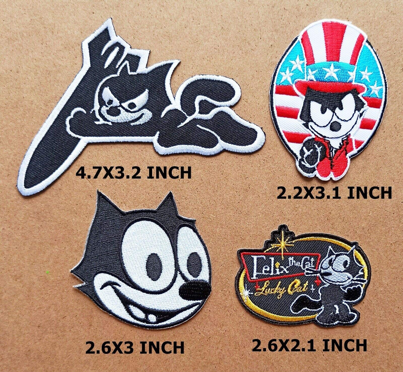 Lot of 4 Head The Cat Patch Black Cat Halloween Motorcycle Cat Cartoon Comic Movie TV Patch Cartoon Children Kid Patch Clothes Bag T-Shirt Jeans Biker Badge Applique Iron on/Sew On Patch