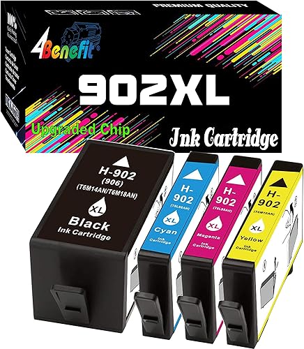 4Benefit Cartucho de tinta compatible 902 902XL 902 XL 902 XL BCYM funciona con impresora OfficeJet 6950 6954 6975 6979 Pro 6960 6968 6975 6979