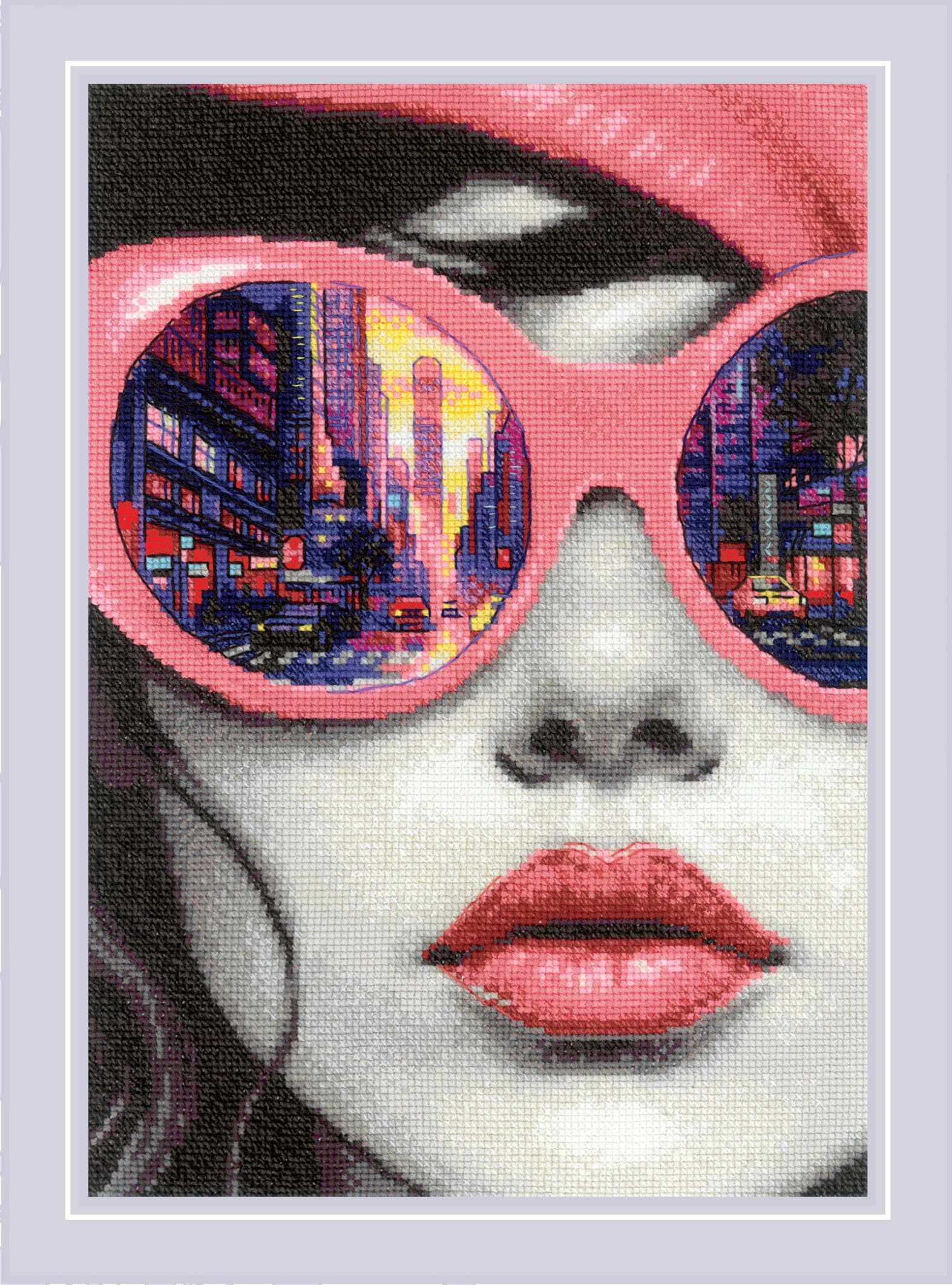 Riolis Girls Multicolor - Big City Rhythm 2331, Landscape Cross Stitch Kits 8¼"X11¾, Cross Stitch Kits For Beginners & Advanced, Dyi Gift Crossstitching Kit, Embroidery Counted Stitching Kit