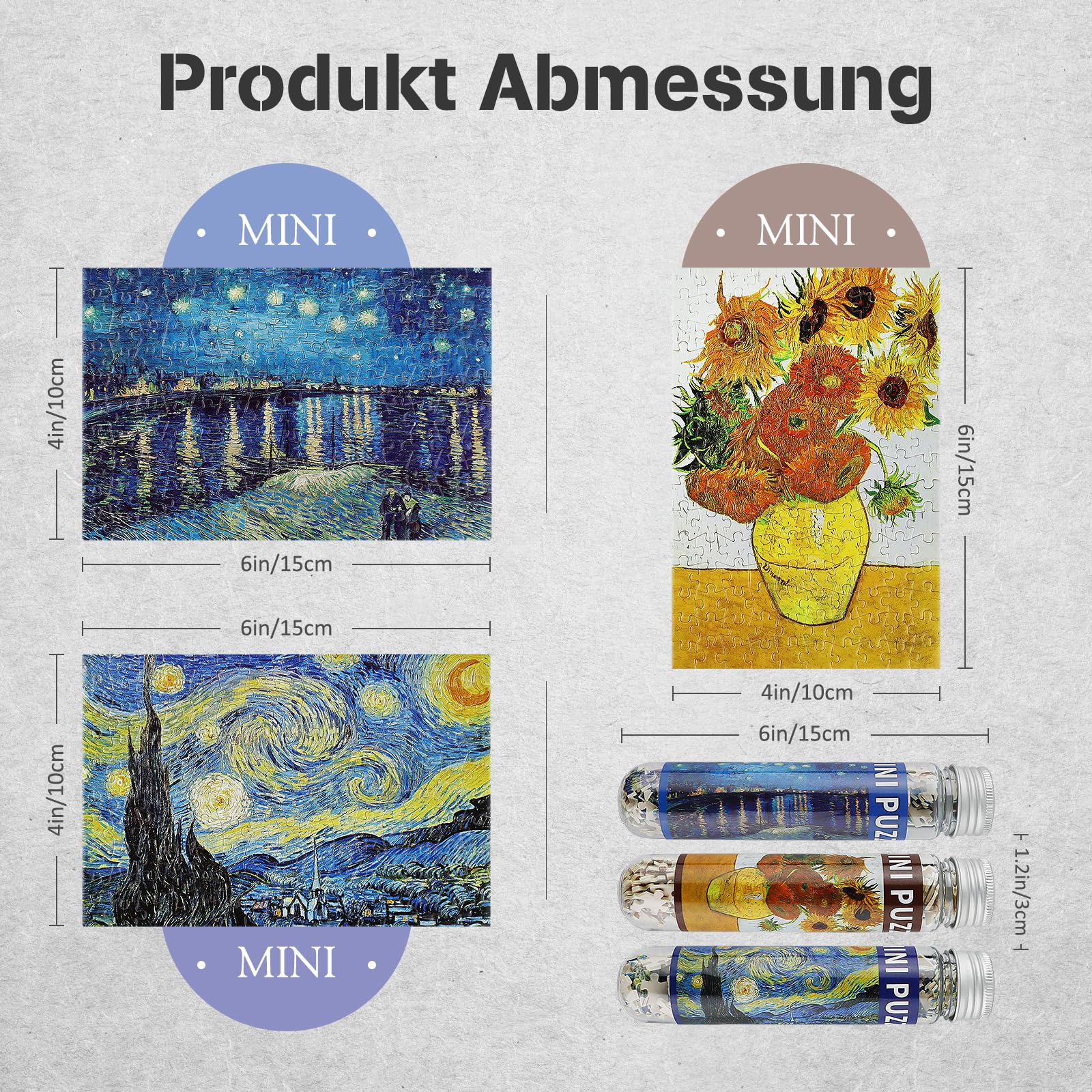 MISITU 3 Packs 150 Piece Jigsaw Puzzle for Adult Van Gogh Puzzles Gift for Children Over 14 Years Old, Van Gogh's Paintings - Image 2