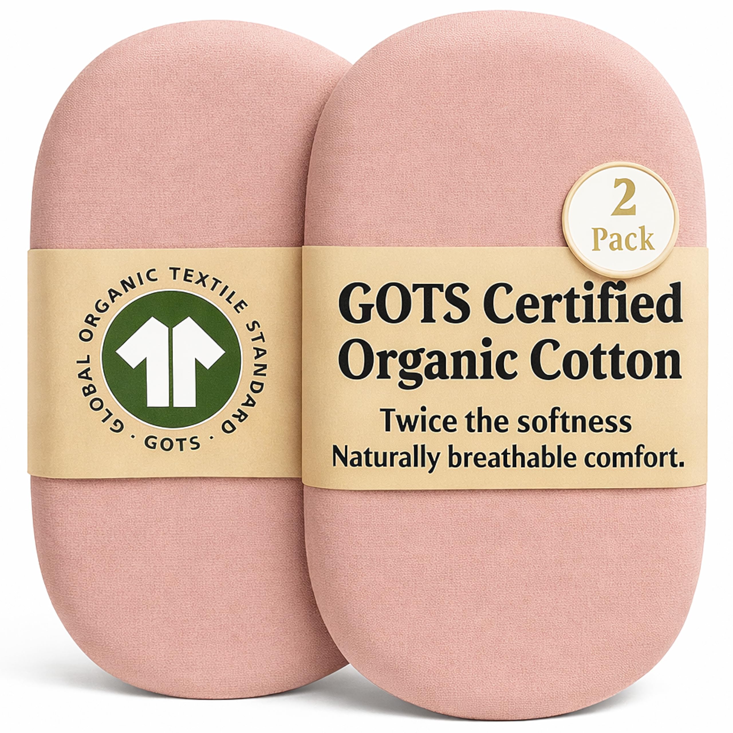 GOTS Organic 2 x Cot Sheets 120x60 Fitted - Cozy & Luxurious – 190GSM Organic Cotton - Baby Cot Sheet - 100% Organic Combed Cotton Baby Bedding - Cot Bed Sheets 60 x 120 — view 26