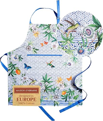 Miniatura 153 de Maison d' Hermine Delantal 100% de algodón para mujeres con bolsillo de cocina delantal de chef para hombres Cocinar Jardinería Servidor Camarera 19
