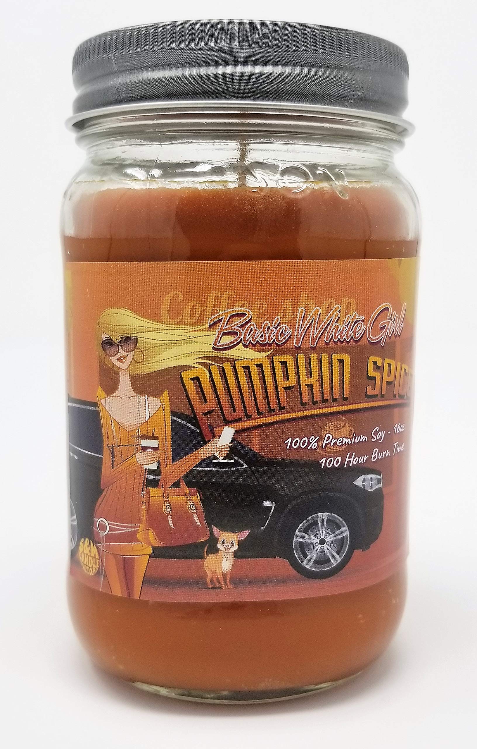 Basic White Girl Pumpkin Spice 3 Wick Scented Soy Wax 12oz, 14.5oz, and 16oz Candles ~ 75 to 100 Hour Burn Time ~ Aromatherapy Soy Candles ~ Non-Toxic ~ Made in USA (16oz, Orange)