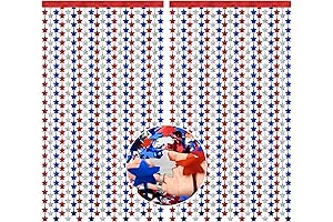 HOOSUN 2 Pack Patriotic Tinsel Foil Fringe Curtains for 4th of July Boat Decorations