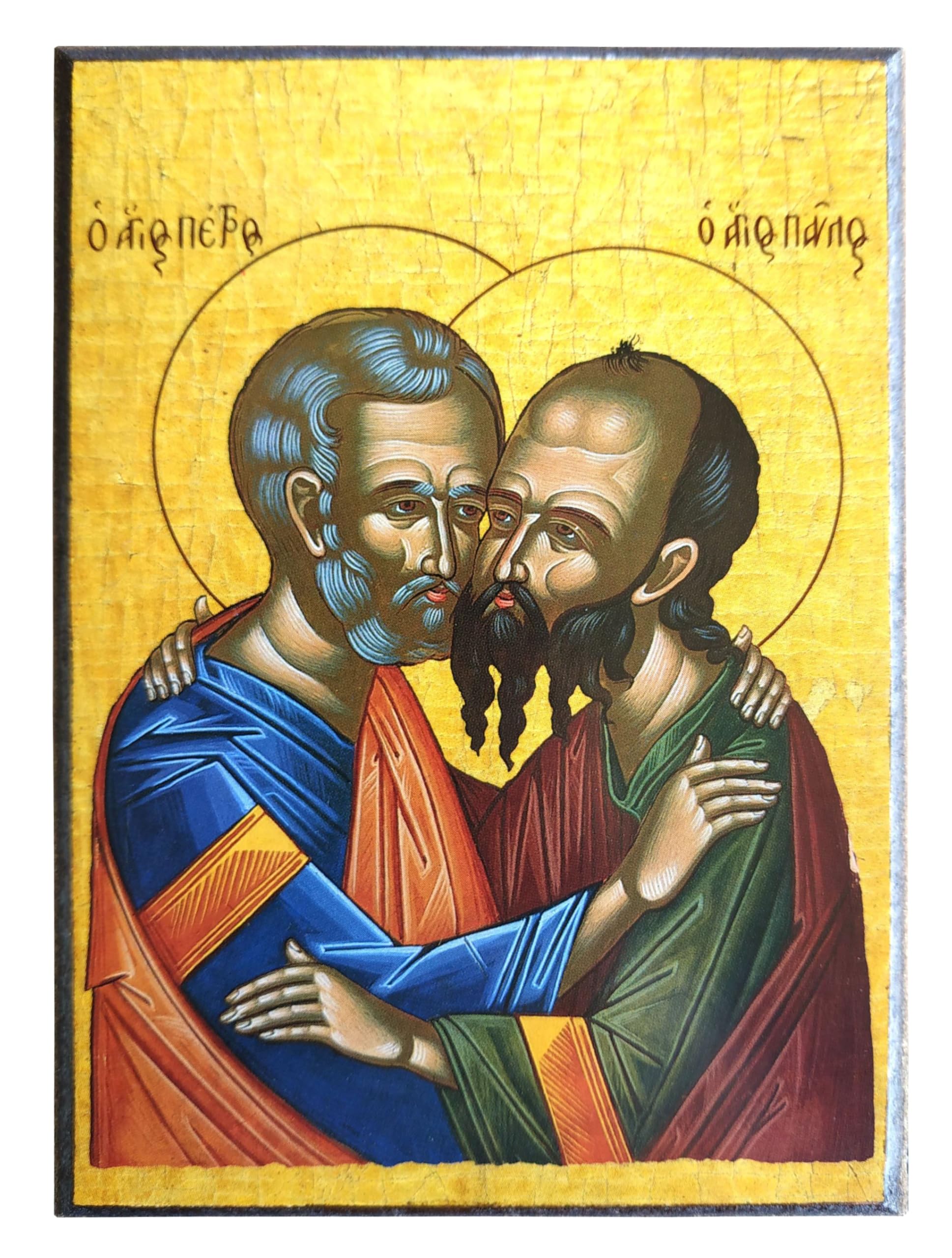 HOLY APOSTLES PETER AND PAUL, THE EMBRACEMENT - Greek Byzantine Orthodox Icon