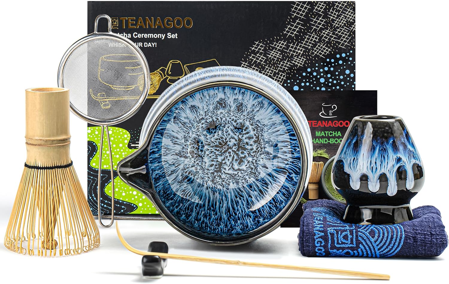 Teanagoo Kit Matcha 7 piezas — cerámica azul junware, set regalo