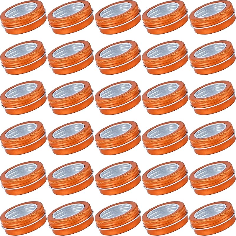 Art Secret Frascos de alumínio Tangerine com tampas transparentes e etiquetas, pacote com 32