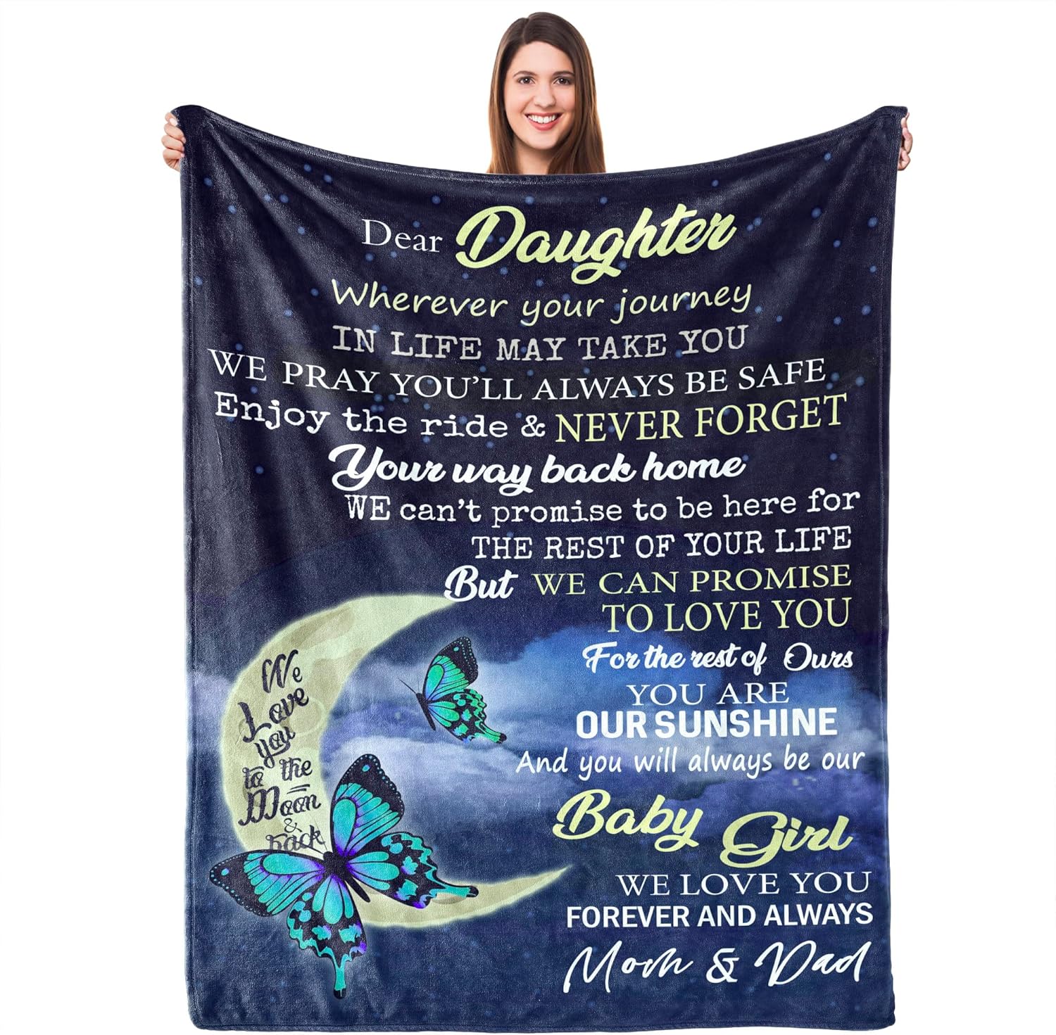 UFOORO Throw Blanket Daughter Gifts from Mom and Dad, Gifts from Mom and Dad, Birthday for Daughter Adult, to My Daughters Blanket from Parents 60"x80"