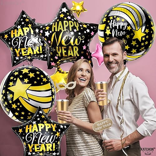 Miniatura 7 de KatchOn, Juego de globos gigantes de Nochevieja, 40 pulgadas, globos de estrellas, globos de feliz año nuevo para decoraciones de Año Nuevo 2024,