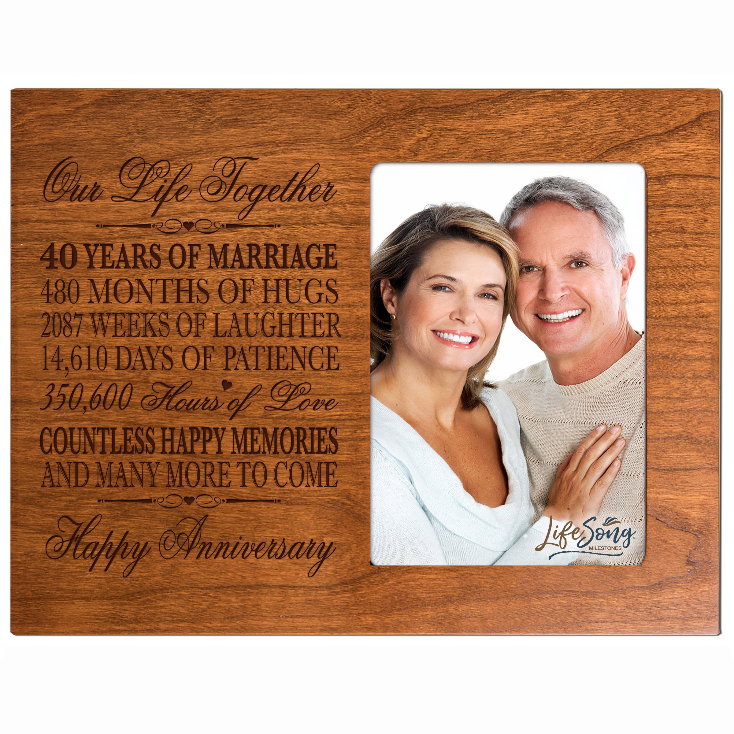 LifeSong Milestones 40th Forty Year Wedding Anniversary Photo Frame for couple him her Custom Engraved Anniversary Picture Frame Holds 1 4x6 Photo 8