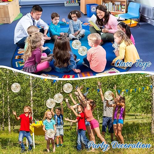 Miniatura 6 de Hungdao 25 bolas inflables de playa con purpurina de 8 pulgadas, mini bola de confeti flotante transparente para niños, pelota de fiesta temática de