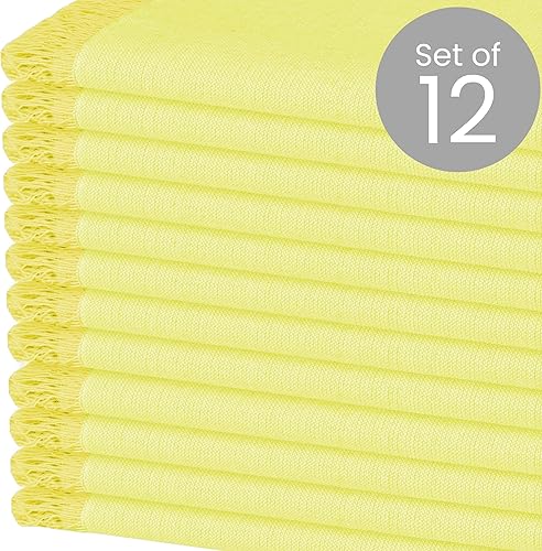 Miniatura 9 de Servilletas de tela con flecos decorativos, paquete de 12., Algodón, Rojo, 20x20