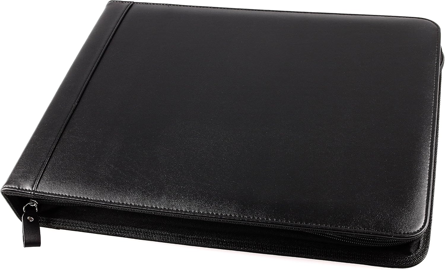 2Fold Zippered Business Checkbook Binder - 7 Ring Binder for Business Checks with Built-in Organizer and Card Case - PU Leather Portfolio for up to 600 3-Up Checks (Black)
