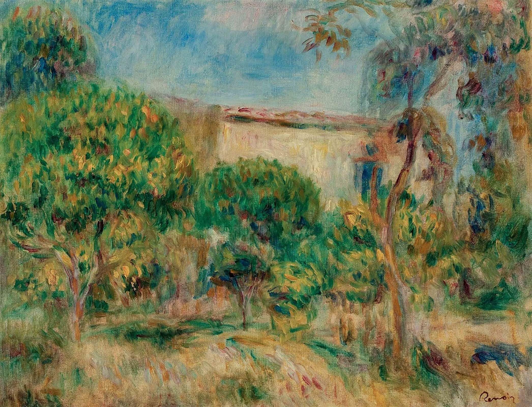 SERENDIPITP Vintage Picture Print on Canvas Wall Art Poster Landscape House View of the Farm by Pierre Auguste Renoir Artwork Print Poster for Wall Decor 60x90cm