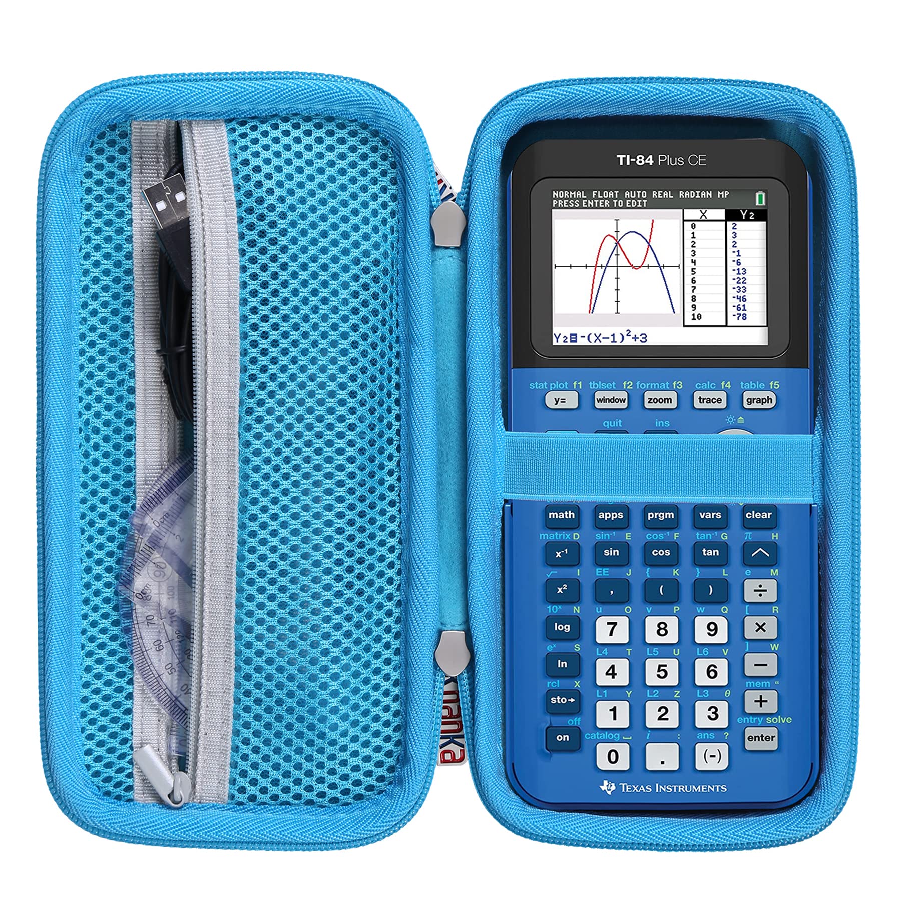Khanka Stroage Case for Texas Instruments TI-84 Evo/TI - 84 Python/TI-83 Plus/TI-84 Plus/TI-84 Plus CE Color Graphing Calculator, Case Only (Bionic Blue)
