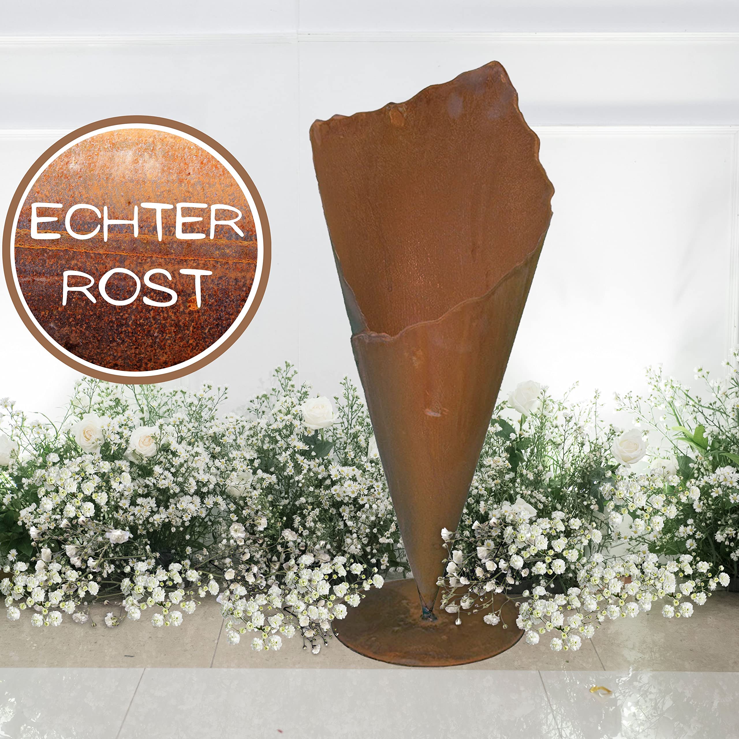 Plantzak, lantaarn, tuindecoratie, metaal, roest, tuindecoratie, 27 cm x 32 cm, verweerd staal, roestige decoratie voor de tuin, bloesems, bloemen - België