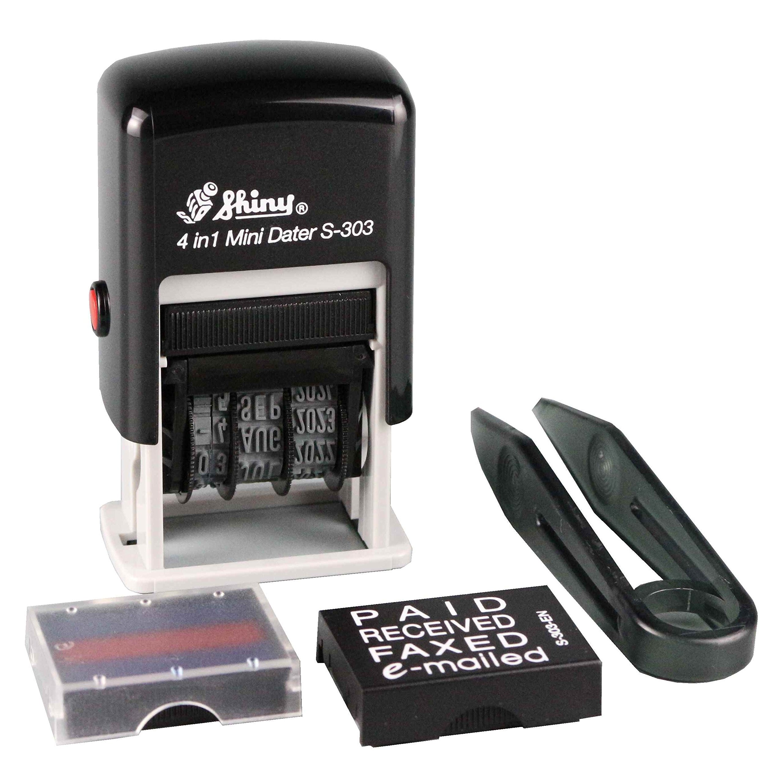Shiny S-303 Self Inking Stamp 4 in 1 Mini 3mm Dater Rubber Stamp