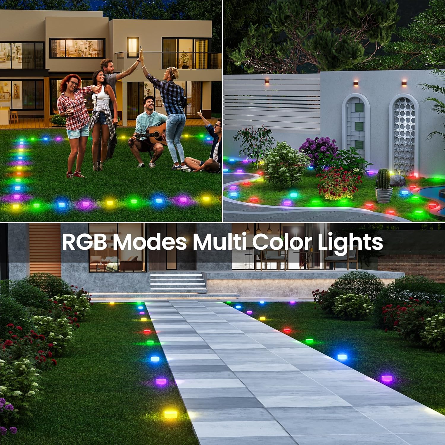Outdoor Ground Lights, 98FT Pathway Lights 24 Pack , RGB+IC Patio Decorations, IP67 Waterproof, Compatible with Alexa Google Assistant, White, Music Modes, Light for Patio Pathway Lawn Yard Driveway - Image 3