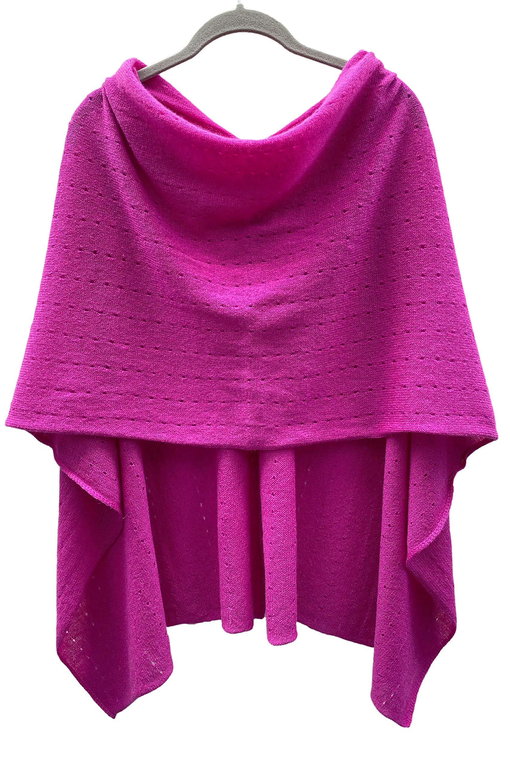 Multiwear Poncho aus reinem Kaschmir, Hot Pink, Fuchsia, für Damen, Reise, leicht, Spitze, Schal, multifunktional, Hot Pink Fuchsia, Einheitsgröße