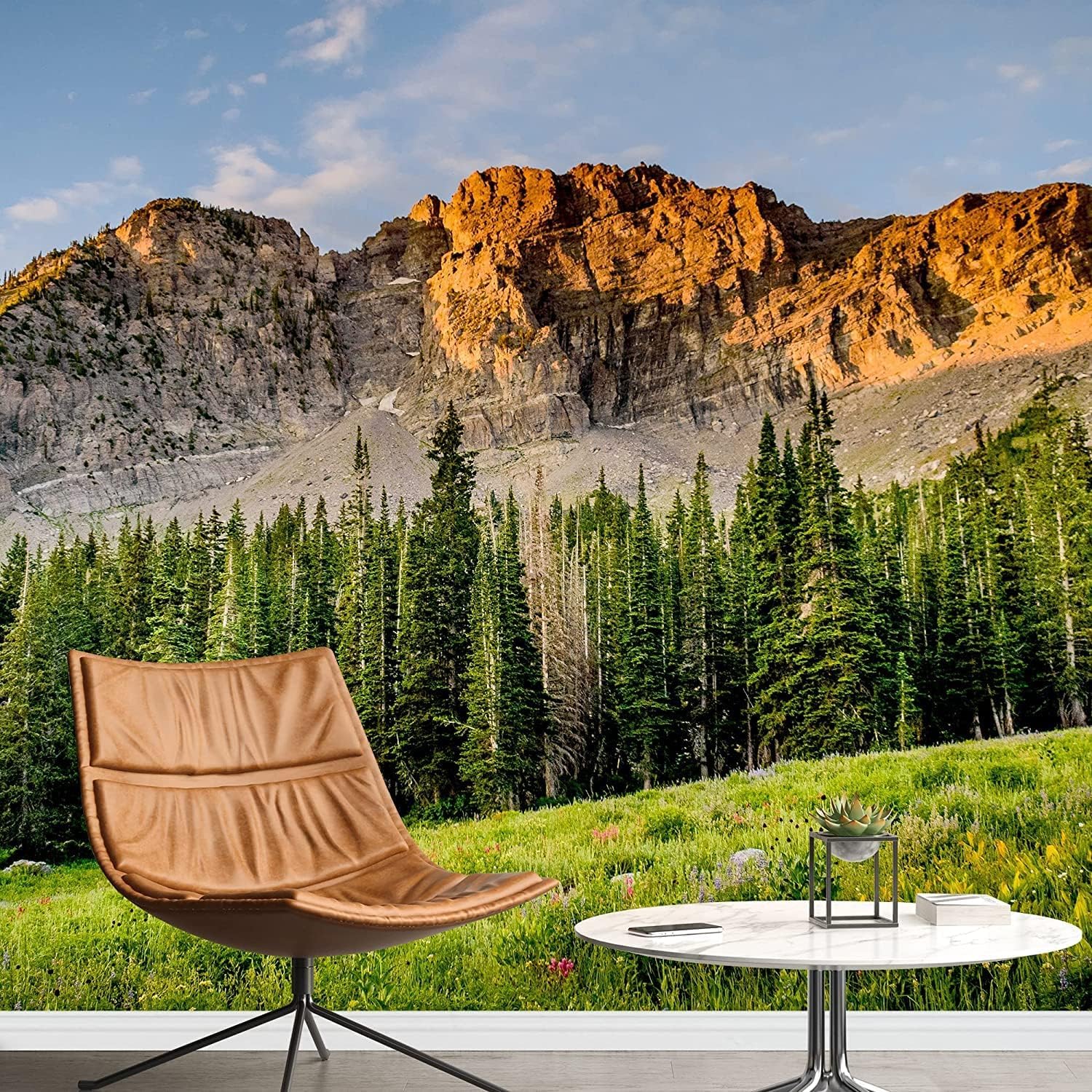 Fond d'écran photo 3D forêt poster mural auto-adhésif étanche pour salon