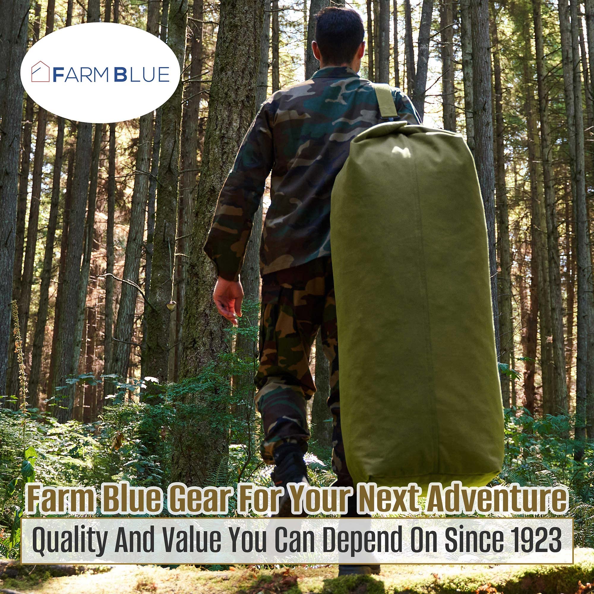 Farm Blue Top Load Duffle Bag Large Military OD Duffel Bags Heavy