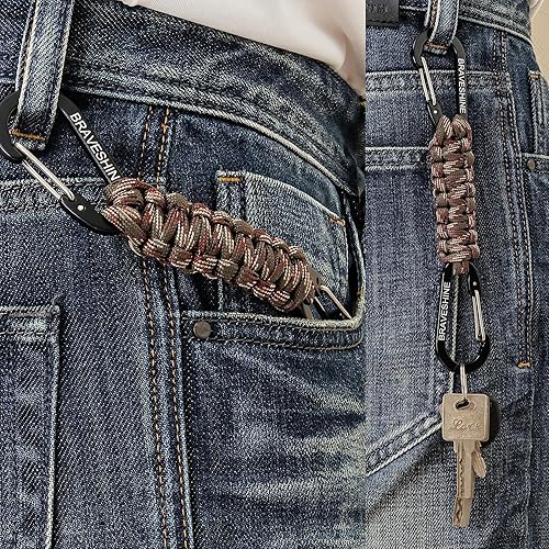 Miniatura 8 de BRAVESHINE Paracord Keychain Carabiner Clip, D Ring Lanyard Hanger Stroller Hook for Water Bottle, Key, Backpacks, Men, Women
