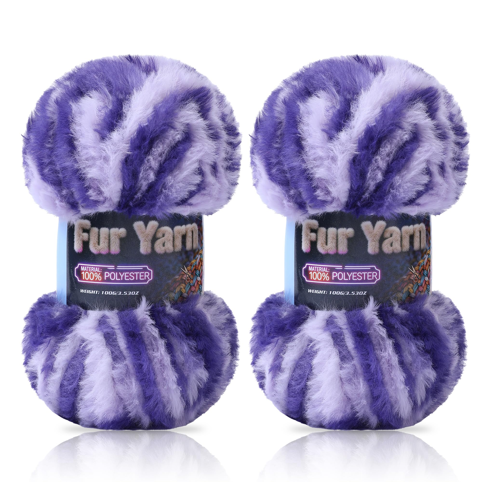 Faux Fur Yarn Soft Fluffy for Crocheting - 2 Skeins(Each 3.5oz/100g, 71yd/65m) - Chunky & Fluffy Yarn for Crochet Amigurumi, Blankets, Hand Knitting, Scarves &Crafts (2, Beige) — view 16