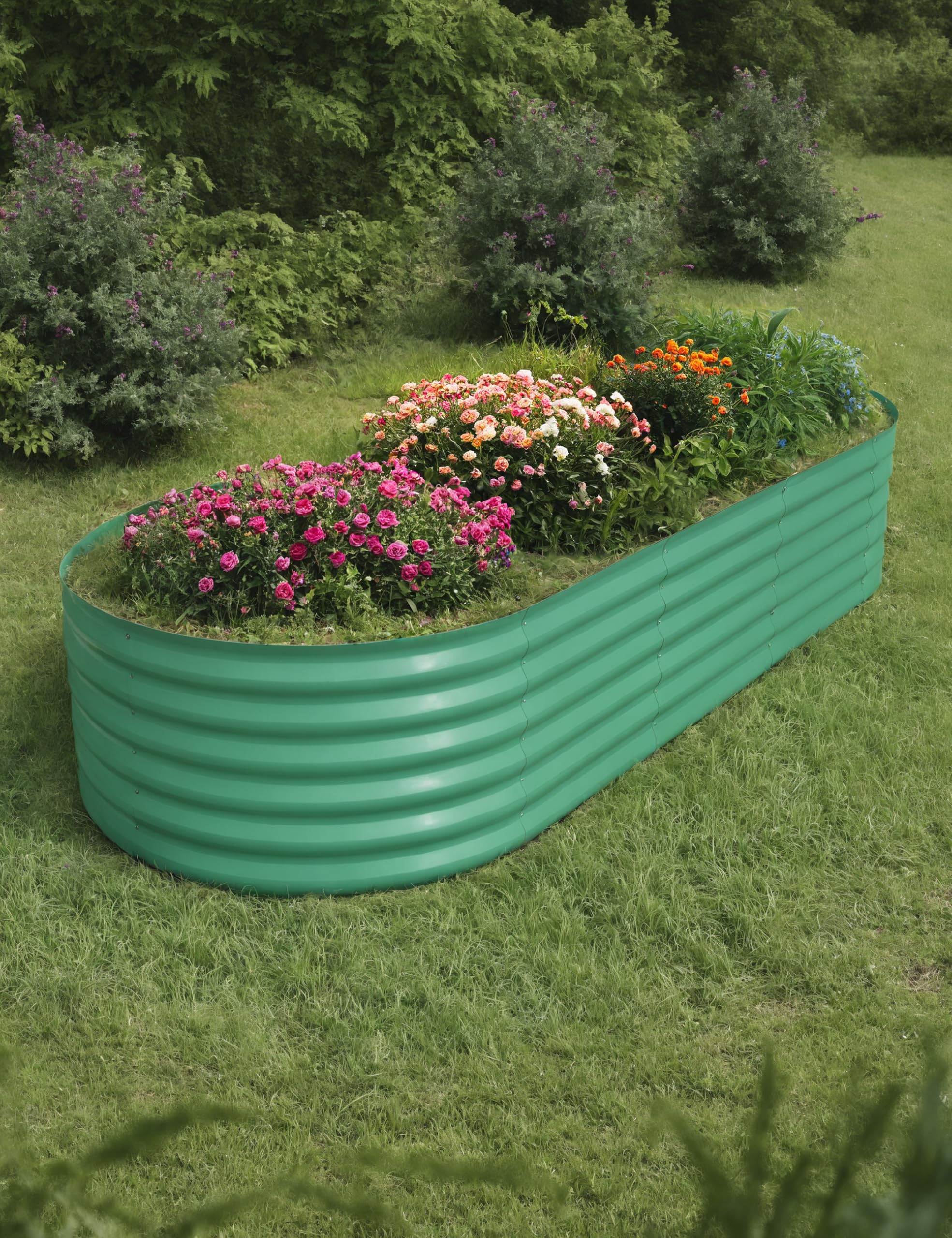 Patio Lawn 10x4x1.5ft Raised Garden Bed,Galvanized Raised Planter Boxes Outdoor with Easy Assembly, Large Garden Bed for Vegetables, Fruits, Flower,Raised Garden Bed,Green