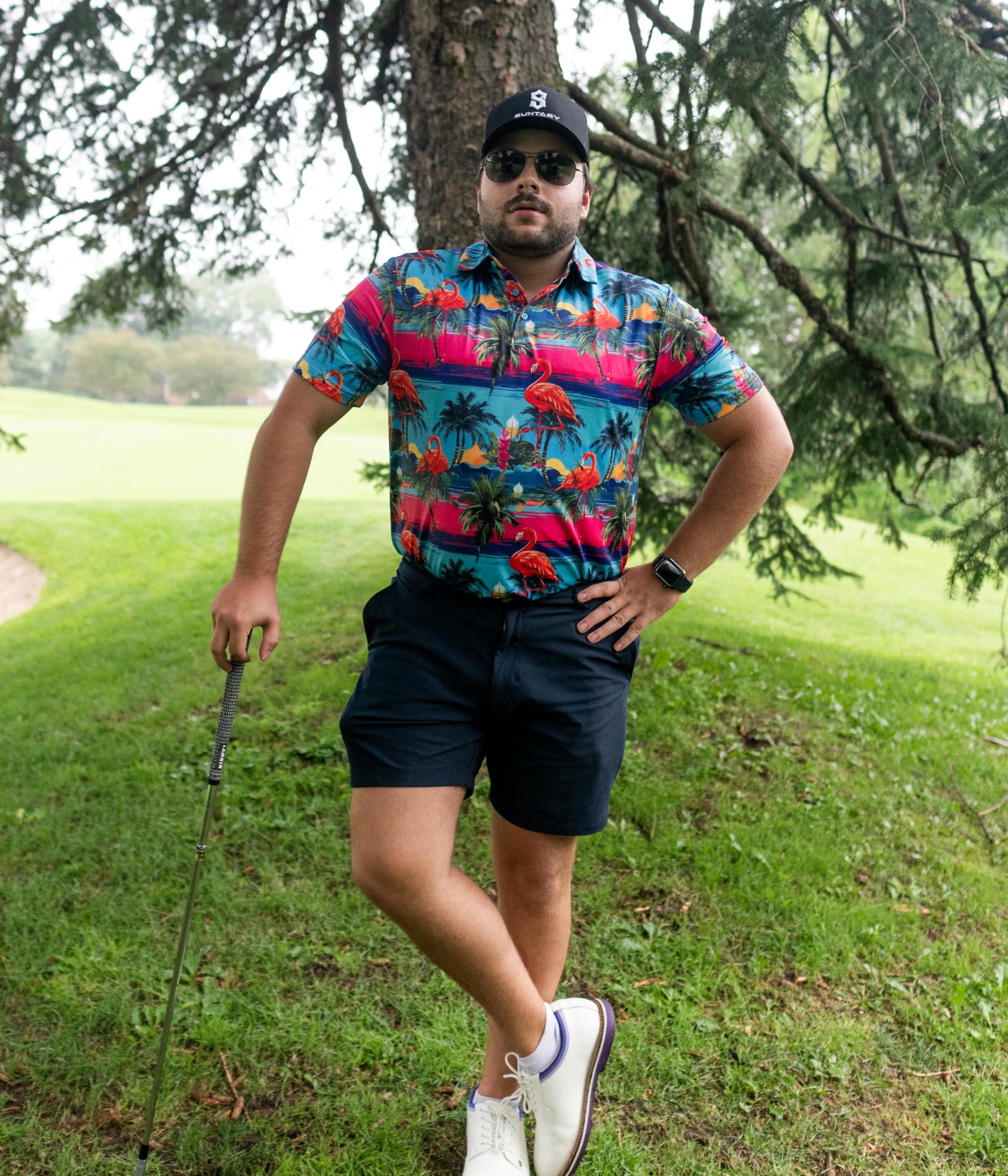 Polo de manga corta para hombre, secado rápido, protección solar UPF 50, camiseta de golf para hombre