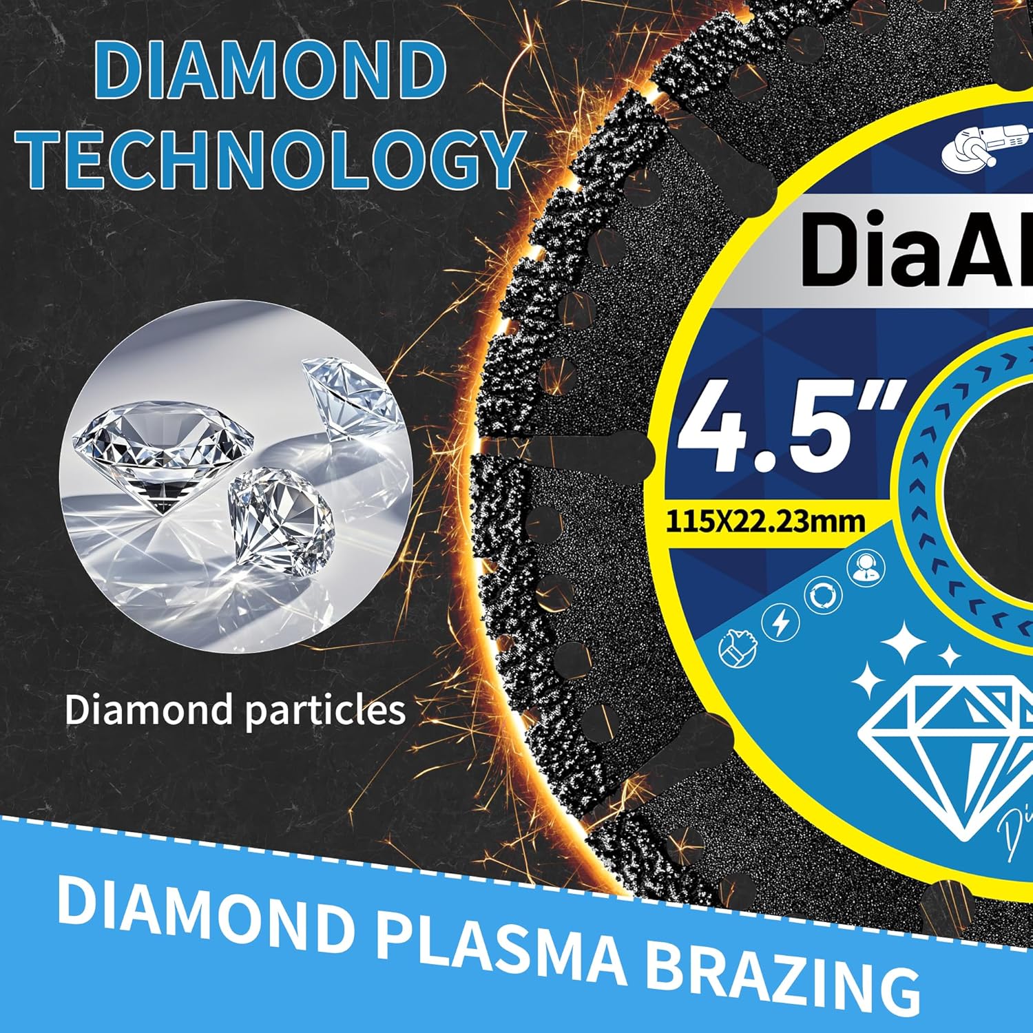 3-Pack 5" Diamond Multi-Purpose Saw Blades,Diamond Blade for Heavy Duty Angle Grinder Versatile Cutting Discs 7/8" Arbor for Metal Tile Marble Quartz Stone Metal Plastic Wet or Dry Use