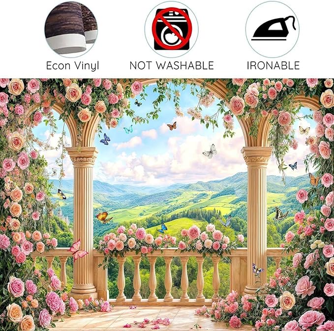 Fondo Fotográfico Rosa Floral 10x8ft para Fiestas y Bodas miniatura 7