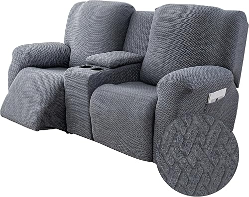 Miniatura 31 de Genina Funda para Silla Reclinable, Fundas Elásticas para Sillas Reclinables, Fundas para Sofá Reclinable de Rayas de Jacquard, Fundas Protectoras