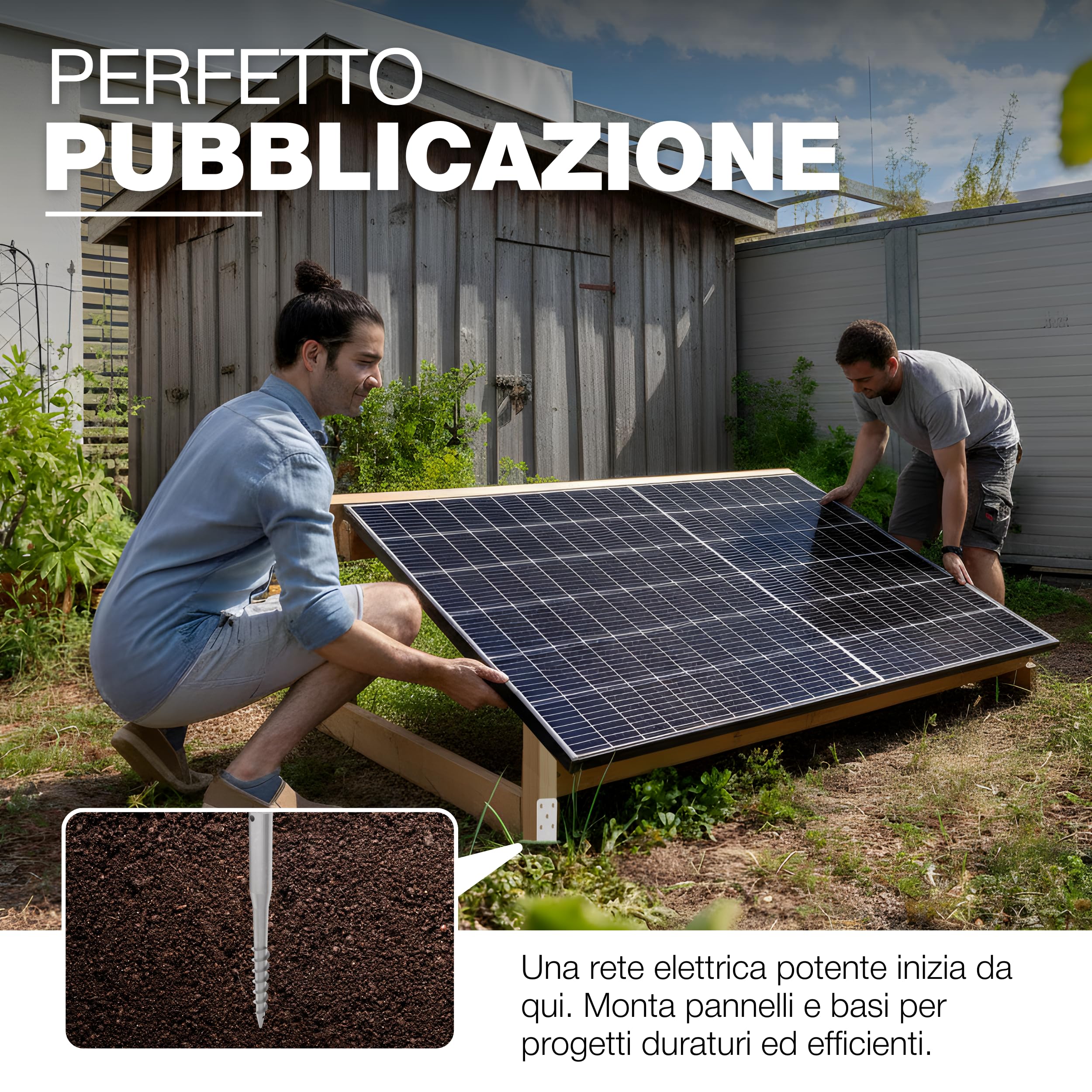 Staffa ad U con Perno a Spirale 96 x 865 mm Manicotti a Vite per Pali da Avvitare Ancoraggio da Terra