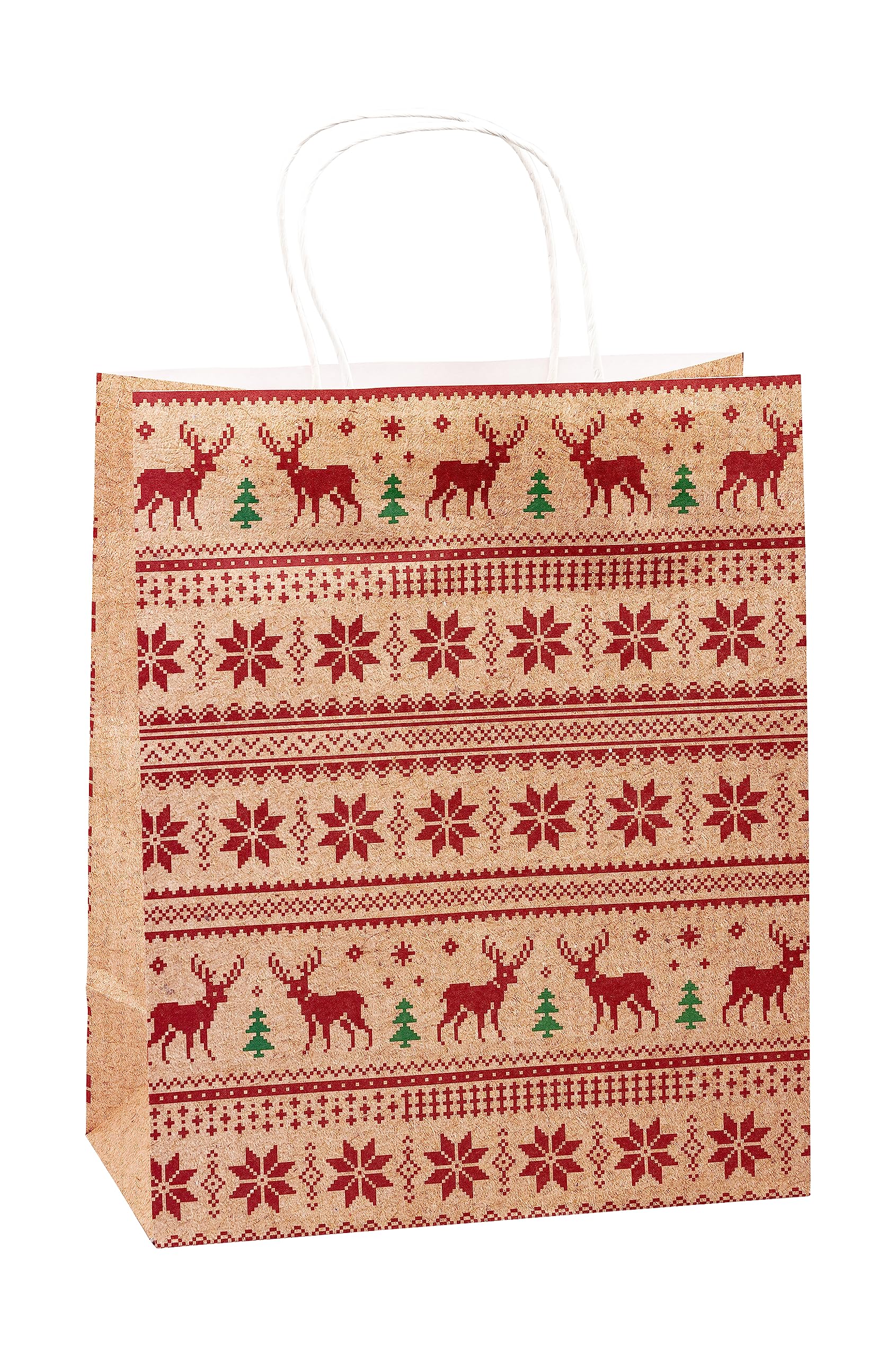 TSI Torebki na prezenty z papieru typu kraft, Boże Narodzenie, opakowanie 12 sztuk, rozmiar: duże (wys. x szer. x gł. 32 x 26 x 13,5 cm), nr art. 88311