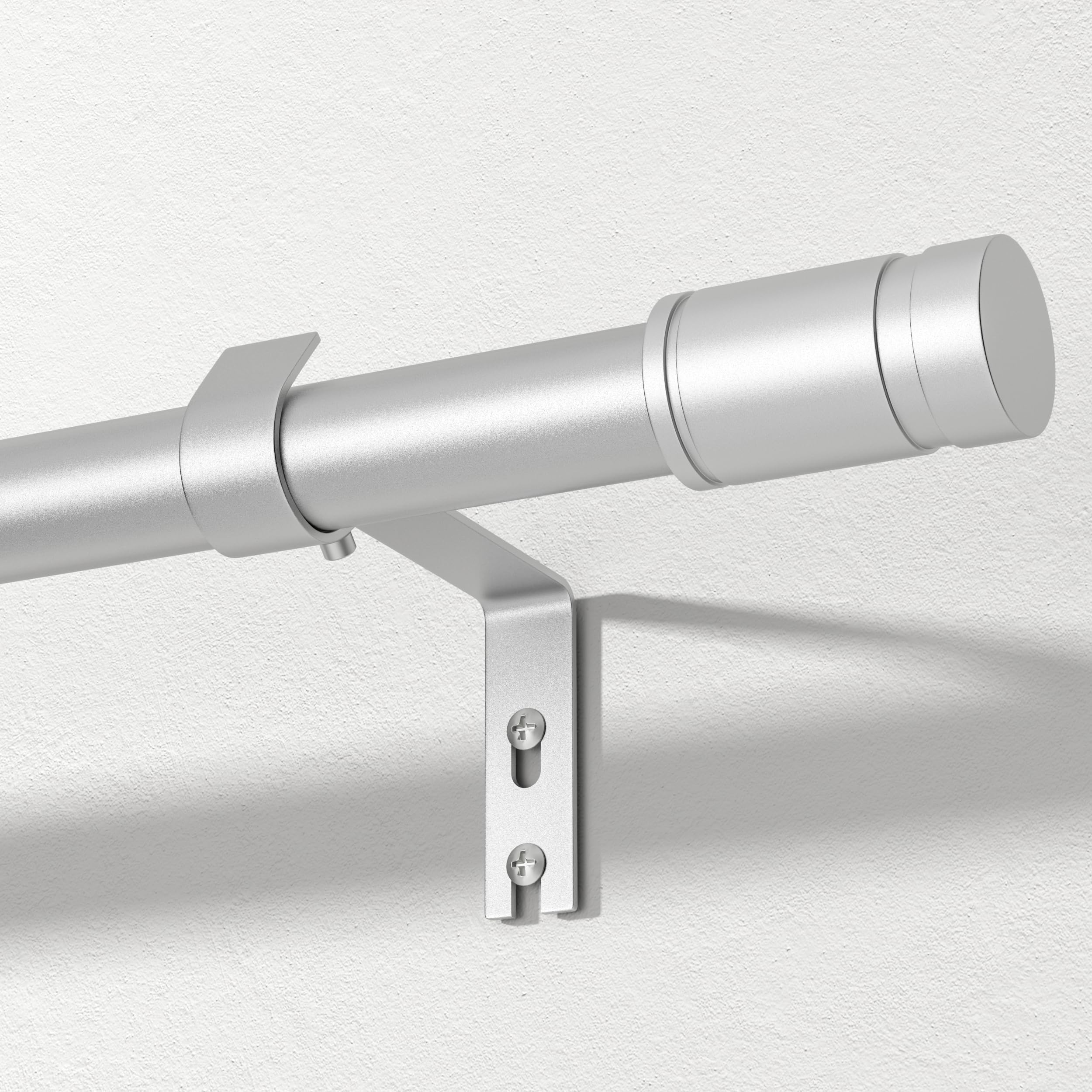 TRAROD Silver Curtain Pole for Windows, 81-236 cm Curtain Poles Set with Brackets and Finials, 16mm Diamete Metal Window Curtain Rod, Easy Install Decorative Curtain Pole for Bedroom, Living Room