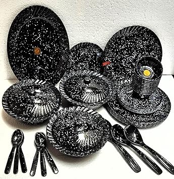 Black Marvel Melamine Dinner Set of 40 pcs.