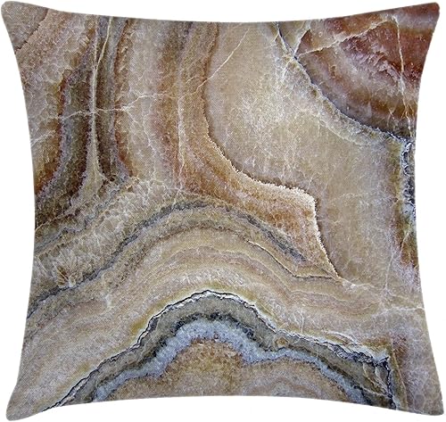 Ambesonne Funda de cojín con diseño de mármol, superficie de piedra de ónix surrealista, imagen de detalles azul pálido, funda de almohada