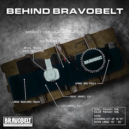Miniatura 3 de BRAVOBELT Funda para banda para el vientre, rendimiento atlético para correr, trotar, senderismo, G17-43 S&W M&P 40 Shield  para hombres y mujeres